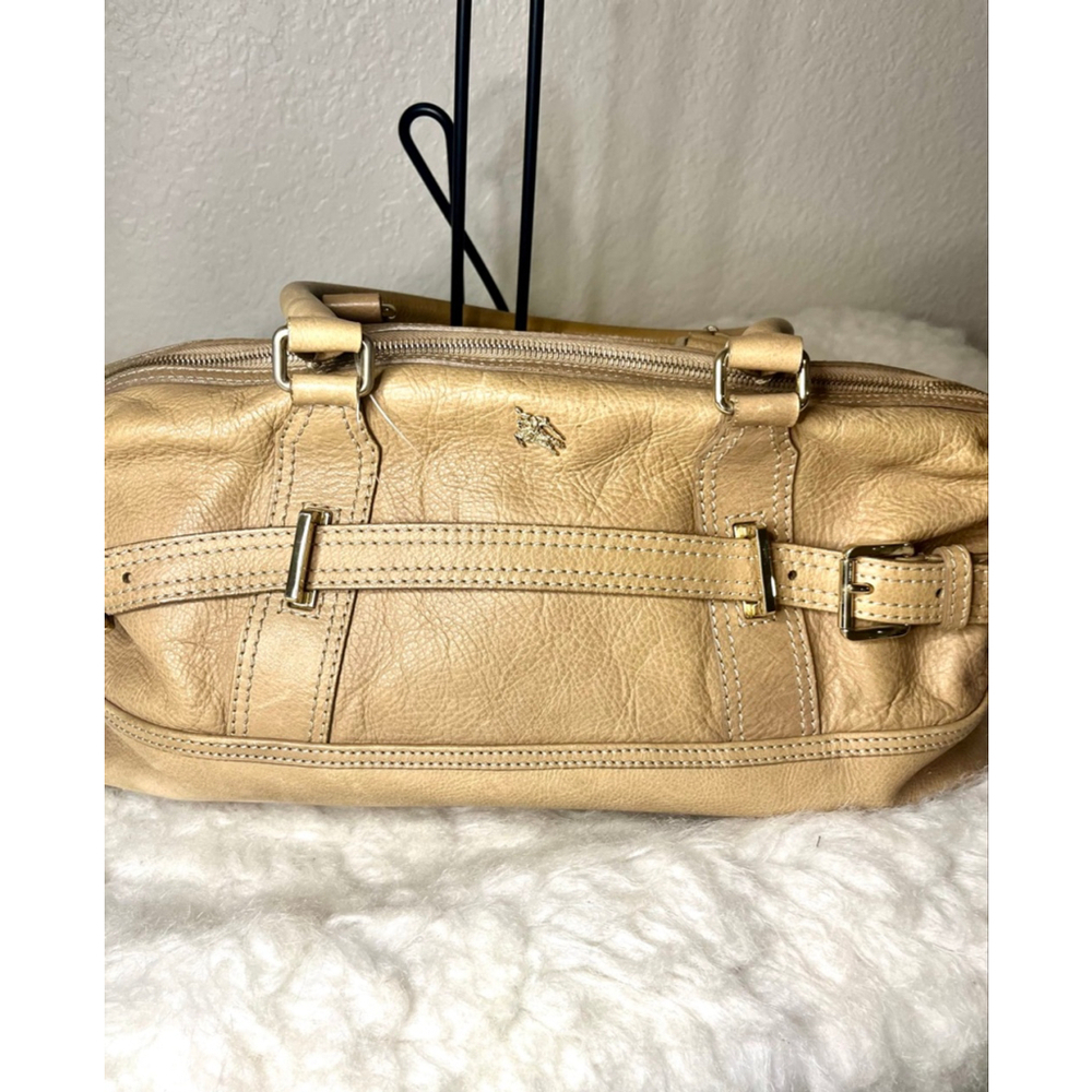 Vintage Burberry Tan Leather Shoulder Bag Large